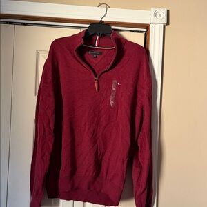 Tommy Hilfiger Men's Burgundy Zip-Up Sweater